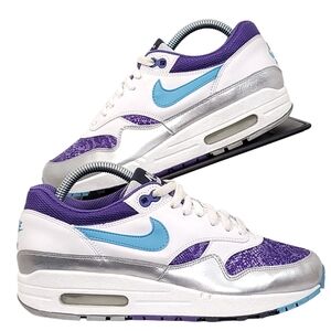 Nike Air Max 1 Silver\ Varsity Purple 8W